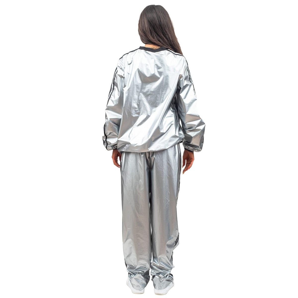 Costume Agent Todd & Margo Shiny Silver Workout Top and Pants Deluxe Sweatsuit Set for Halloween & Cosplay - thumbnail 6