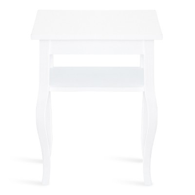 Lillian White Wood End Table with Shelf
