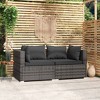 vidaXL Outdoor/Indoor Patio Loveseat - Comfortable 2-Seater Sofa with Soft Cushions, Gray Poly Rattan and Steel Frame, Waterproof, Modular Design - 2 of 4