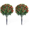 Acekool Set of  Artificial Topiary Ball Trees, UV-Resistant Faux Plants with Flowers, Metal Stakes, Indoor/Outdoor Decor - 3 of 4