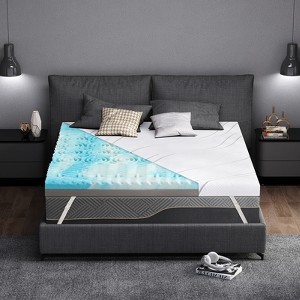 Dyonery 4"Extra Firm/FirmMattress with Silk Cover,Cooling Egg Crate Gel+Bamboo High-Density Memory Foam,Comfy Mattress Topper for Pain Relief - 1 of 4