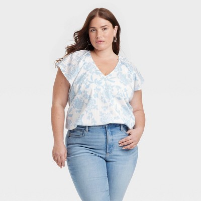 Women's Flutter Short Sleeve V-Neck Blouse - Universal Thread™