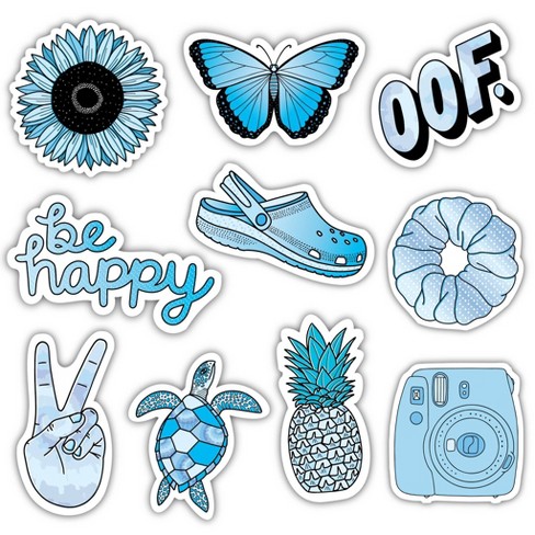 Big Moods Aesthetic Sticker Pack 10pc - Blue : Target