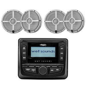 WS-MC-5 3" Gauge AM/FM Stereo + 2 Pairs Wet Sounds RECON 6 XW-W Speakers - 1 of 4