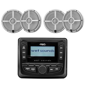 WS-MC-5 3" Gauge AM/FM Stereo + 2 Pairs Wet Sounds RECON 6 XW-W Speakers