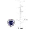EVERLY JEWELRY | 10k White Gold 1 CT TGW Created Blue Sapphire and 1/10 CT TW Diamond Halo Heart Shaped Stud Earrings - 3 of 3