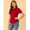 INSPIRE CHIC Women's Sweet Ruffle Trim Peter Pan Collar Button-Down Shirt - 4 of 4