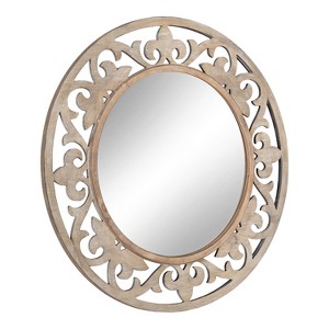 Kate and Laurel Shovali Rustic Round Mirror, 32" Diameter, Natural - 1 of 4