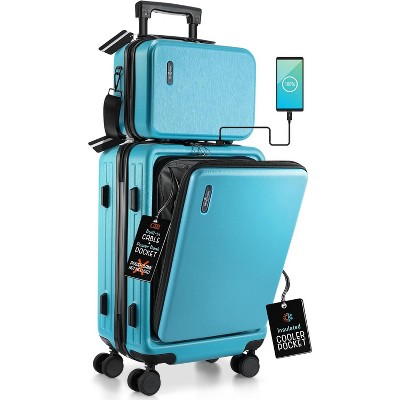 Airline Approved 22 Inch Carry On, Hard-shell Rolling Luggage with Durable Build, Includes Cosmetic Case