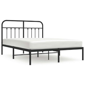 vidaXL Black Full Metal Bed Frame with Headboard & Slats, No Mattress, Easy Assembly - 1 of 4
