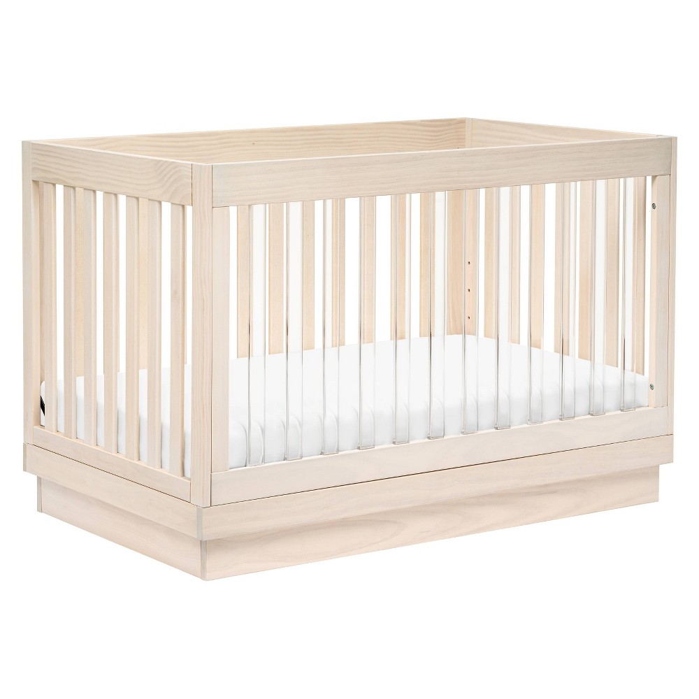 Babyletto Harlow 3-in-1 Convertible Crib with Toddler Bed Conversion Kit - Washed Natural/Acrylic -  89525286