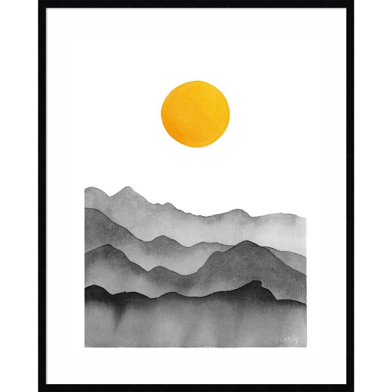 33&#34; x 41&#34; Yellow Mountain Range Silhouette by Cat Coq Framed Wall Art Print Black - Amanti Art, 1 of 11