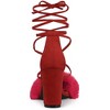Allegra K Women's Faux Fur Open Toe Lace Up Strappy Chunky Heel Sandals - 4 of 4