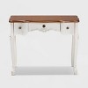 Sophie Small 3 Drawer Console Table: Carved Detail, Brass Knobs - Baxton Studio - 3 of 4