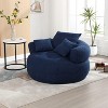 CAVINAS Swivel Bean Bag Chair, Velvet Fabric Sofa Chair with 3 Pillows and Wheels, Comfy Accent Chair for Living Room, Bedroom - 2 of 4