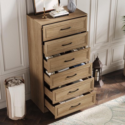 6 Drawer Tall Dresser Organizer with Charging Station