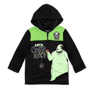 Disney Nightmare Before Christmas Jack Skellington Oogie Boogie Sally Fleece Quarter Zip Hoodie Toddler - 1 of 4