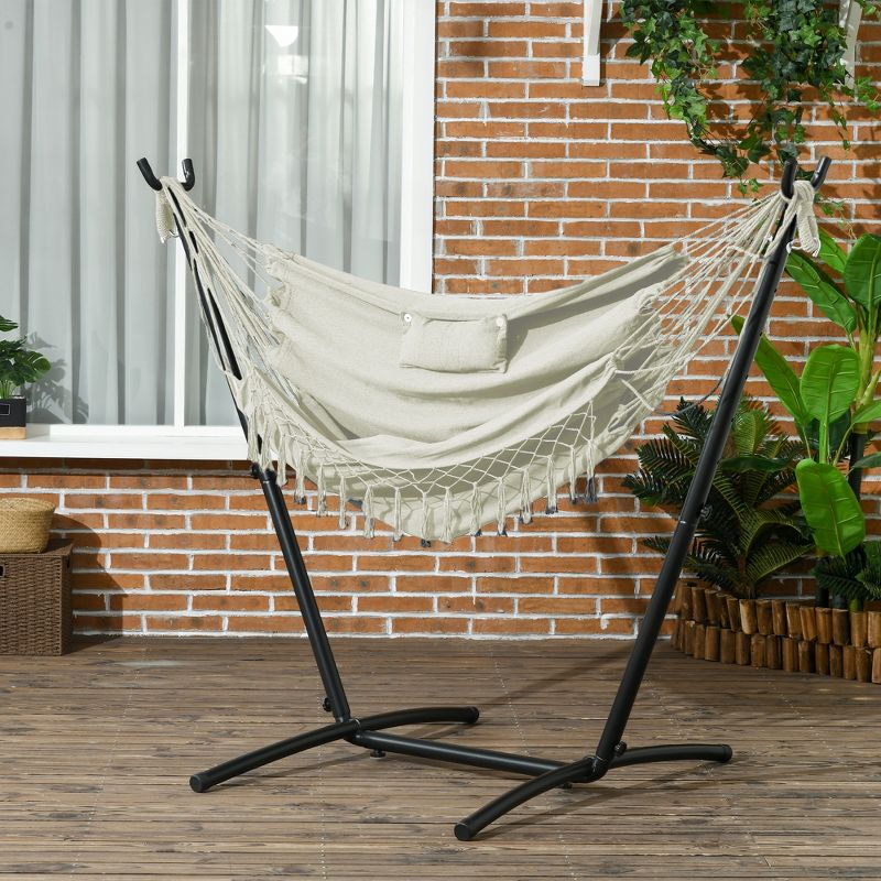 Outsunny Hammock Chair w/ Stand, Hammock Swing w/ Phone Holder, 2 of 7
