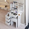 Vanity Desk Modern with LED Mirror and Power Station for Bedroom 29.2in -3irtyhousy - 2 of 4