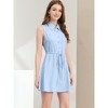 Allegra K Women's Sleeveless Point Collar Drawstring Waist Button Down Shirtdress - 2 of 4