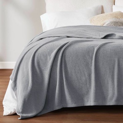 Sapphtopaz 66"W x 90"L Micro Fleece Blanket, Grid Pattern Cooling Blanket Twin Size, Anti-Pilling Throw Blanket for Bed, Twin Blanket