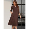INSPIRE CHIC Women's Elegant Split Neck Side Zipper Pockets 3/4 Sleeve Work A-Line Dress - 2 of 4