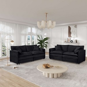 ORRD Oversized Chenille Loveseat Sofa, 2-Seater Deep Seat Cloud Couch, Modern DIY Sofa, Black - 1 of 4