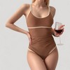 Anna-Kaci Women's One-Piece Swimsuit with Scoop Neck Contrast Trim and Ruched Waist Detail - 2 of 4