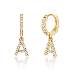 Turandoss 18K Gold Huggie Hoop Earrings for Girls Women - 1Pair Dainty Initial Cartilage Dangle Diamond Earring Hypoallergenic, Christmas Gifts - 1 of 4