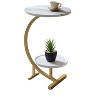 Kings Brand Furniture – Modern Oval Side Table, Dual Shelf Faux Marble Accent Table, Small End Table for Living Room or Bedroom - 2 of 4