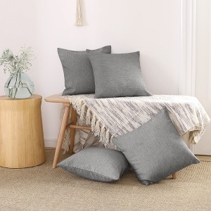 Deconovo 4 Pack Faux Linen Pillow Covers with Hidden Zipper - 1 of 4