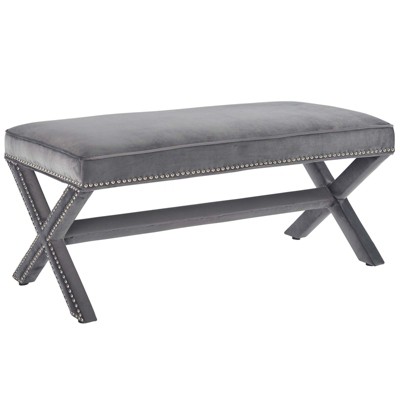 Modway Rivet Performance Velvet Bench Gray