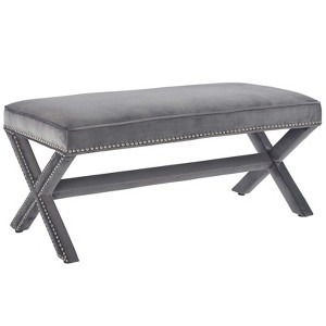 Modway Rivet Performance Velvet Bench Gray - 1 of 4