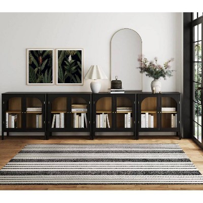 Mason 31'' Black and Oak Sideboard with Glass Doors