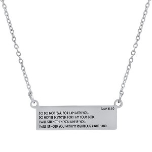 Steeltime 24" Stainless Steel Bar Id Necklace With A Isaiah 41:10 Verse - 1 of 4