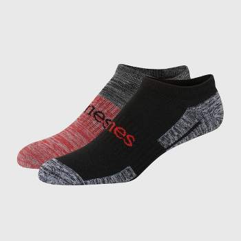 Hanes Originals Premium Men's Free Feed No Show Socks 2pk - Gray/Red/Black 6-12