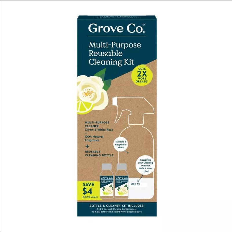 Grove Co. Citron &#38; White Rose Multi-Purpose Reusable Cleaning Kit, 1 of 7