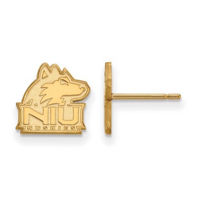 Black Bow Jewelry 14k Yellow Gold Northern Illinois Huskies NCAA Post Earrings