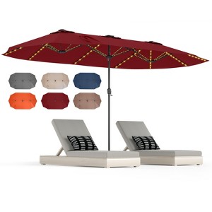 Tangkula 15.5 FT Double-sided Patio Umbrella w/ Solar Lights Outdoor Twin Size Umbrella - 1 of 4