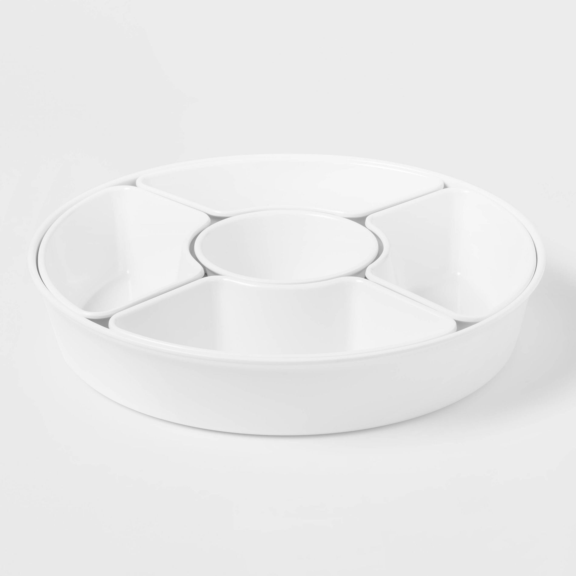 6pc Melamine 5-Section Serving Platter White - Threshold™: Divided Tray, Veggie & Serving Dish, Dishwasher Safe