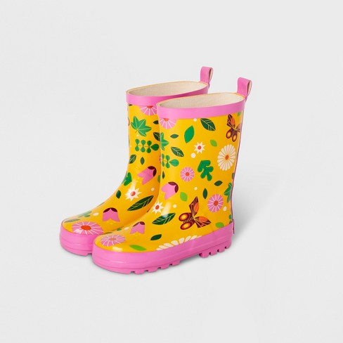 Kids Butterfly Garden Rain Boots Yellow Kid Made Modern Target