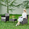 3 Pieces Patio Furniture Set, Outdoor Furniture with Glass Table, Weaving Wicker Rattan Patio Chairs for Garden Terrace Porch Lawns, Black - 3 of 4