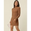 Seta T Women's Fall Winter Mock Neck Cut Out Back Long Sleeve Cable Knit Bodycon Mini Dress - 4 of 4