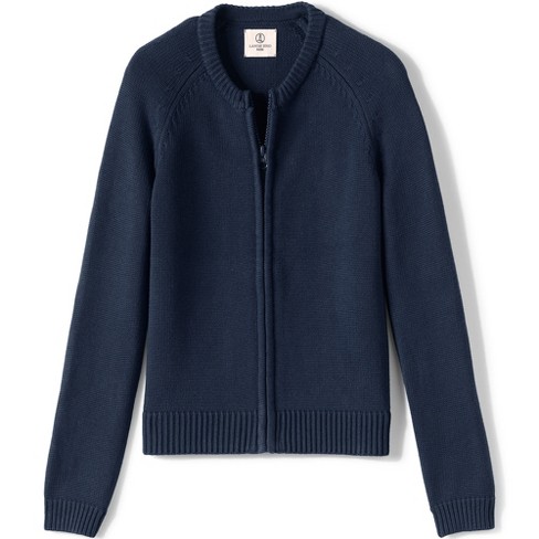Lands' End School Uniform Kids Cotton Modal Zip Front Cardigan Sweater ...