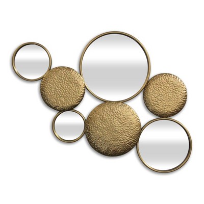 HomeRoots 37" Gold Metal And Mirrored Glass Wall Decor Accent Mirror