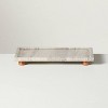 8"x12" Footed Marble Countertop Tray Warm Beige - Hearth & Hand™ with Magnolia: Acacia Wood Base, Rectangular Shape - 3 of 4