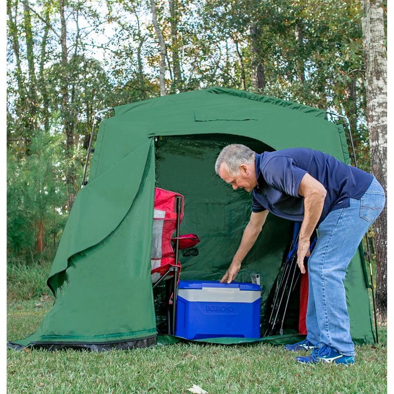 YardStash Outdoor Storage Shed - Heavy Duty Green Waterproof Tent for Bike & Garden Supplies, 5 of 8