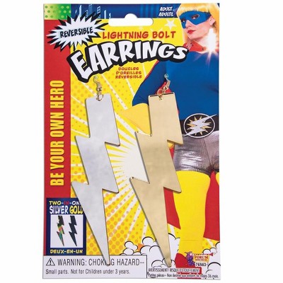 Forum Novelties Superhero Reversible Lightning Bolt Costume Earrings Teen/Adult