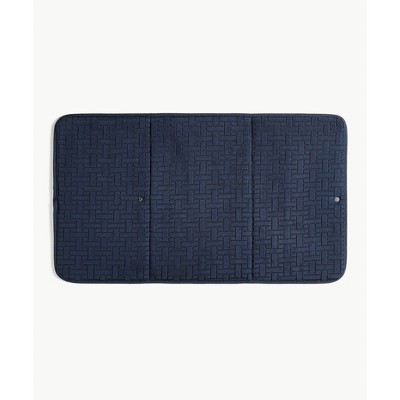 Navy Blue Jacquard Woven Polyester Dish Drying Mats, Set of 2