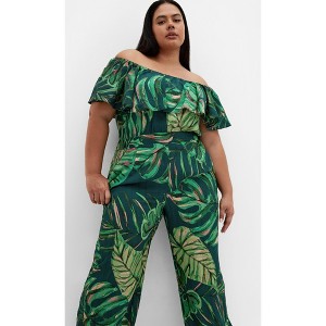 Women's Plus Size Peta Palm Jumpsuit - print | CITY CHIC - 1 of 4